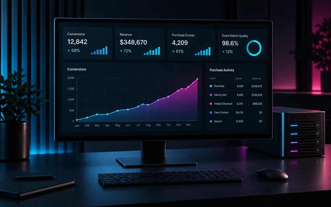 Dashboard Conversion Revenue และ Event Match Quality