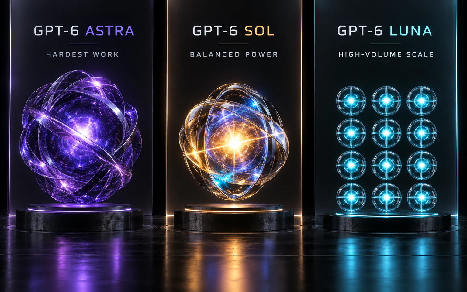 เปรียบเทียบ GPT-6 Astra, Sol และ Luna ตามความยาก ต้นทุน และปริมาณงาน