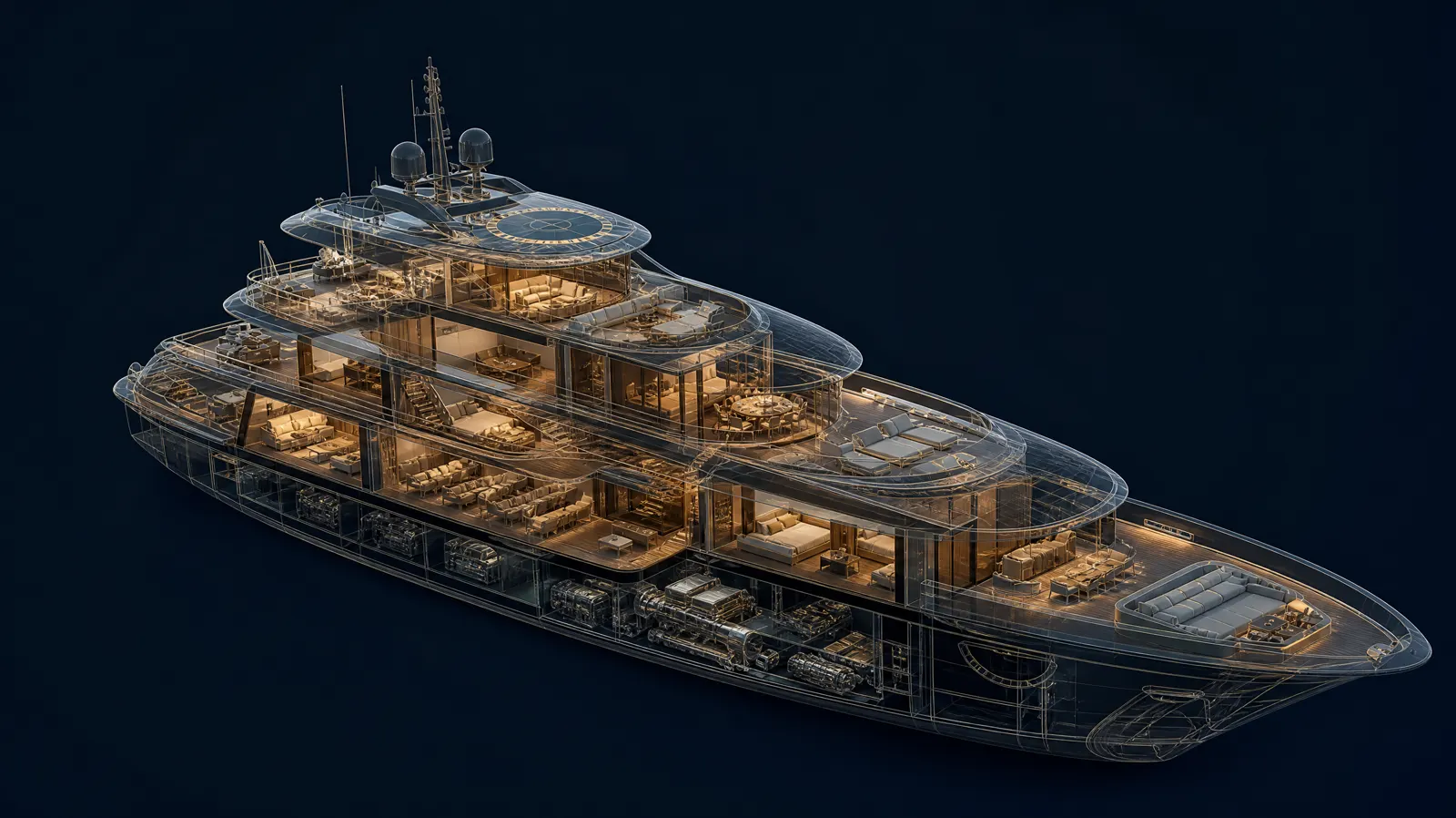 Cutaway of the AZURA showing every deck