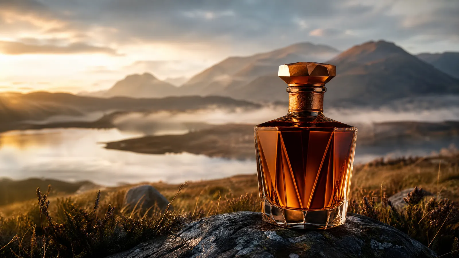 Peat, mist and loch water.
