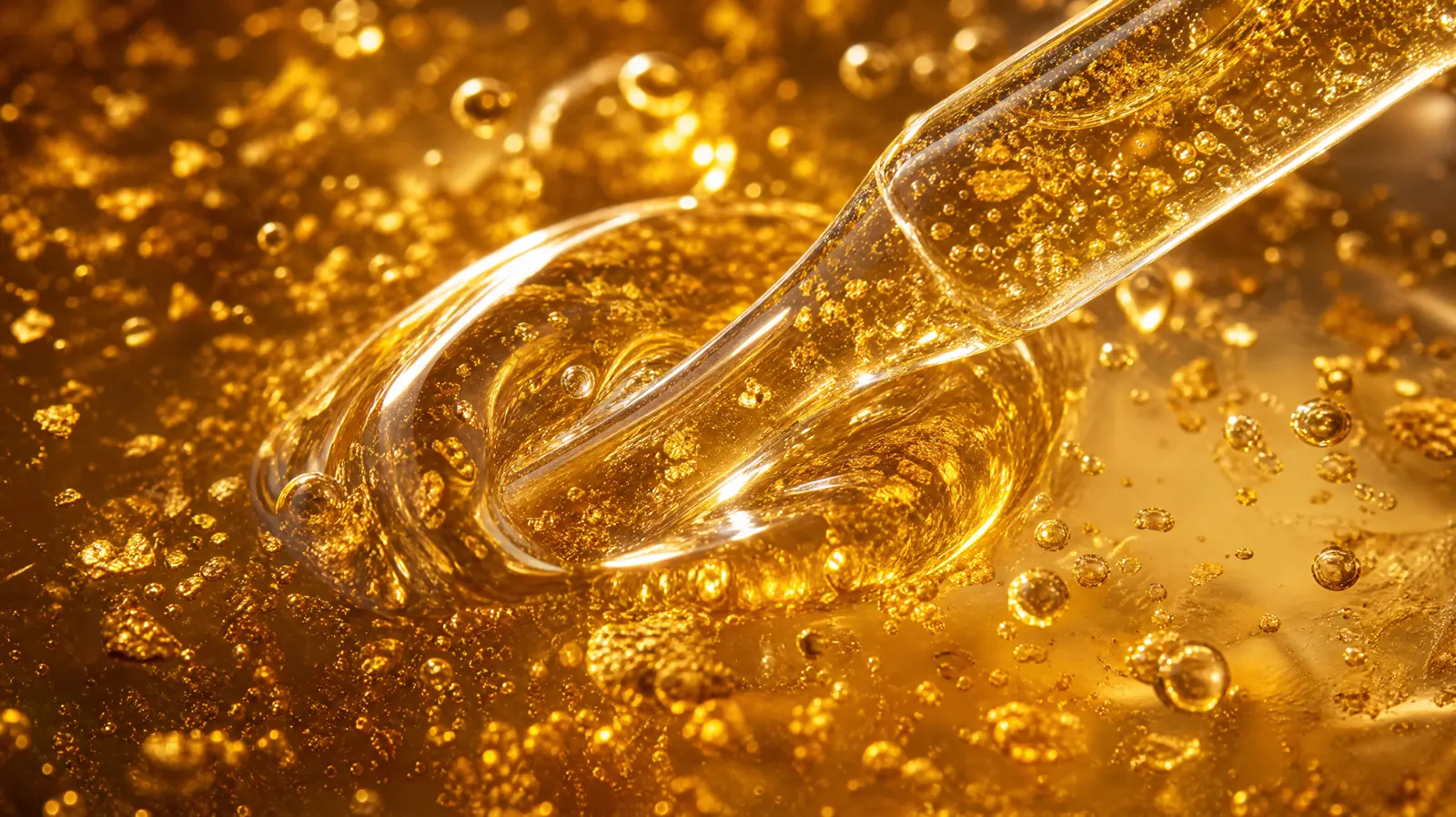 Gold, suspended.