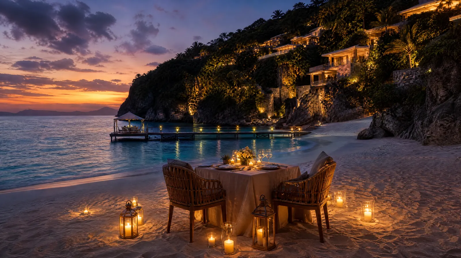 A table on the sand.